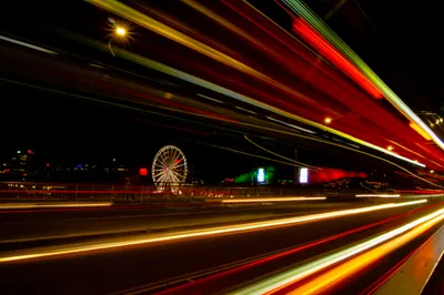 A snapshot of Brisbane's bustling public transport with buses in motion.